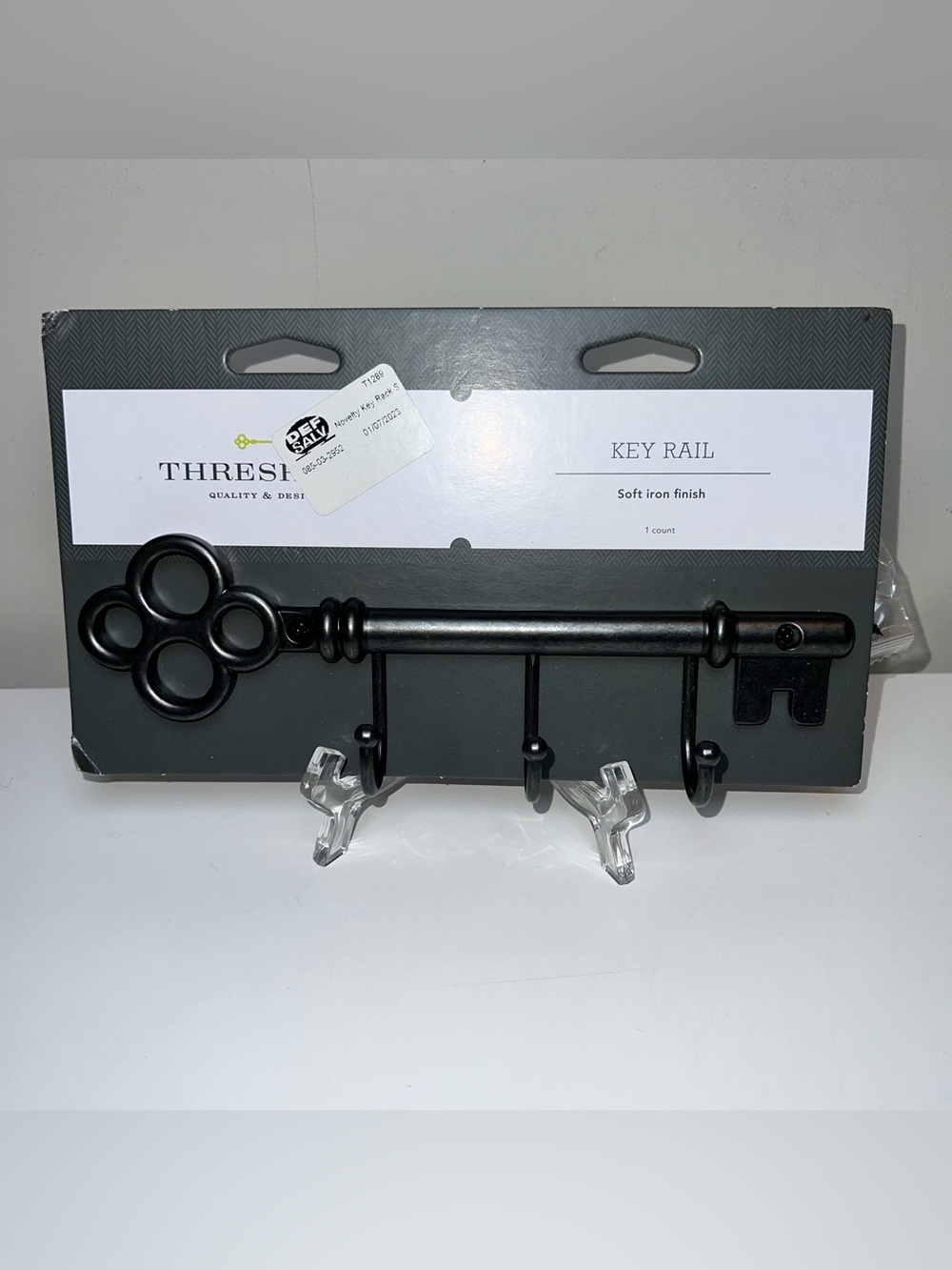 Threshold Black Decorative Key Rail with Vintage Key Accent